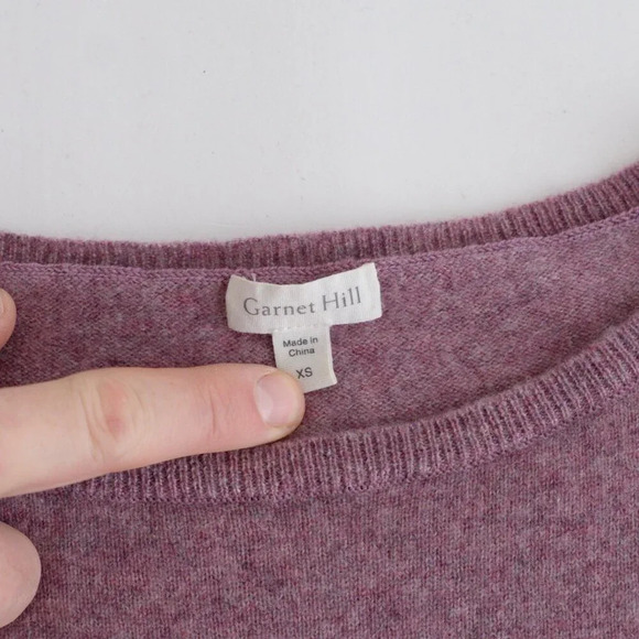 Garnet Hill Purple Fine Knit Bell 100% Cashmere Peplum Lightweight Sweater XS - Picture 9 of 10